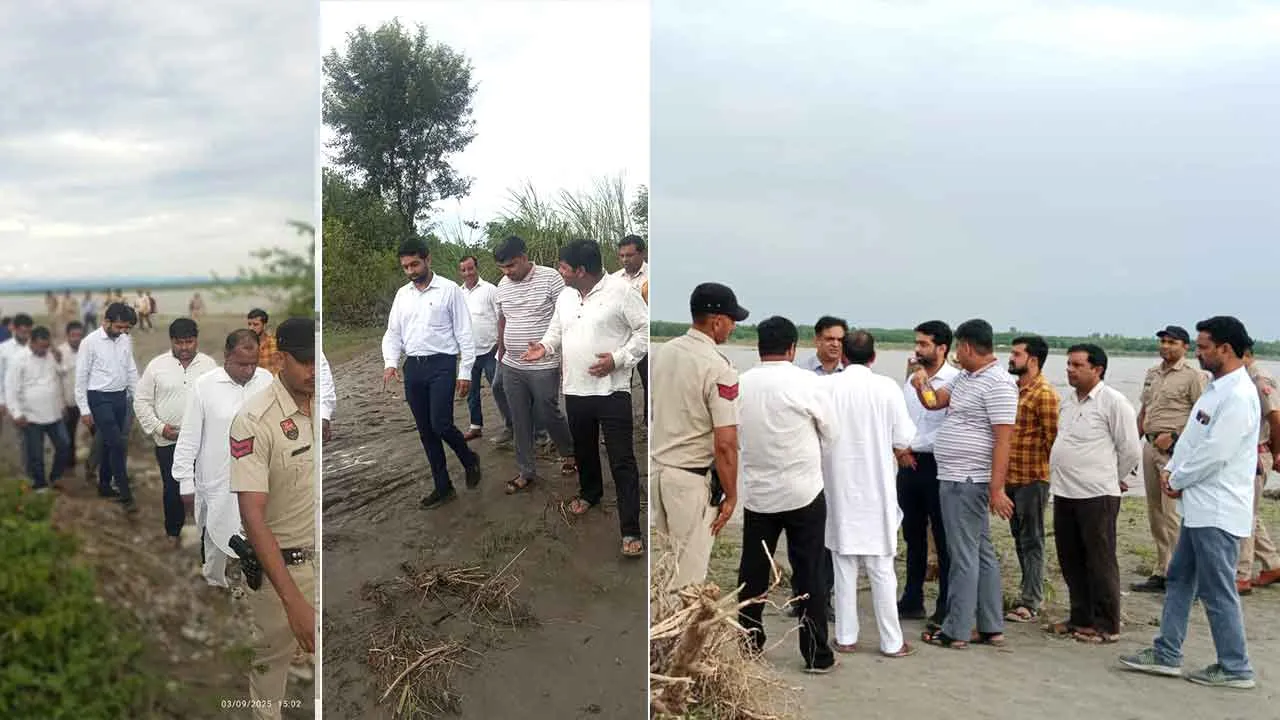 उपायुक्त पार्थ गुप्ता व पुलिस अधीक्षक कमलदीप गोयल ने यमुना नदी के भूमि कटाव को लेकर अधिकारियों के साथ गांवो का दौरा किया