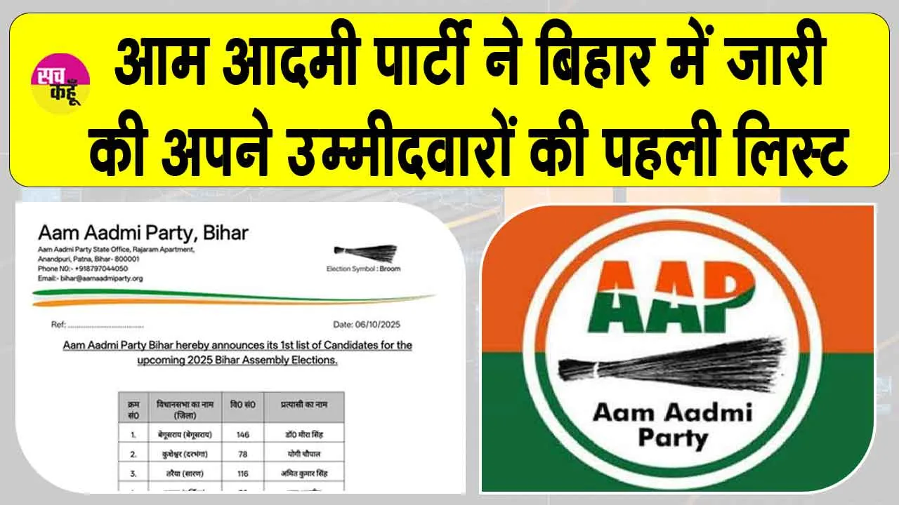 Aam Aadmi Party Candidate List: आम आदमी पार्टी ने बिहार में जारी की अपने उम्मीदवारों की पहली सूची