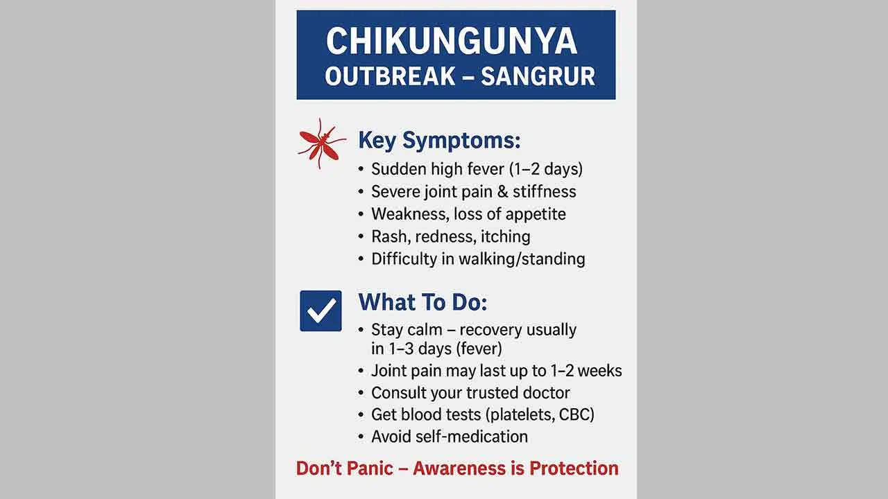 Chikungunya: संगरूर ज़िले में संभावित चिकनगुनिया का प्रकोप, मामलों में तेज़ी से बढ़ोतरी