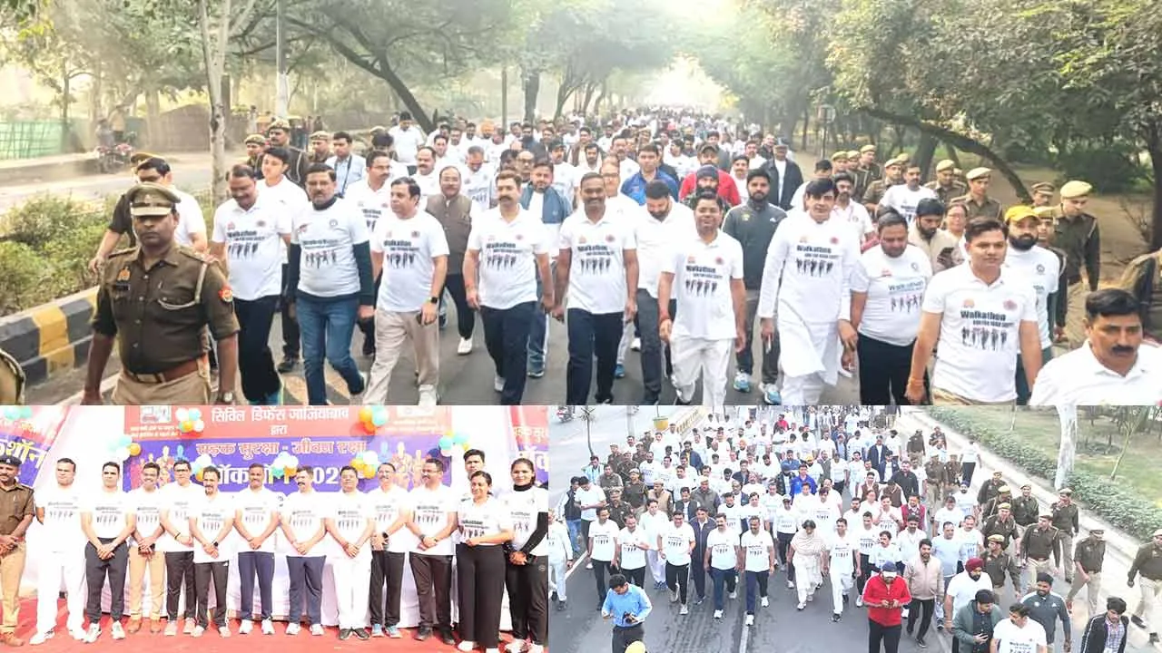 सड़क सुरक्षा का महाअभियान: गाजियाबाद में यातायात पुलिस का भव्य वॉकथॉन