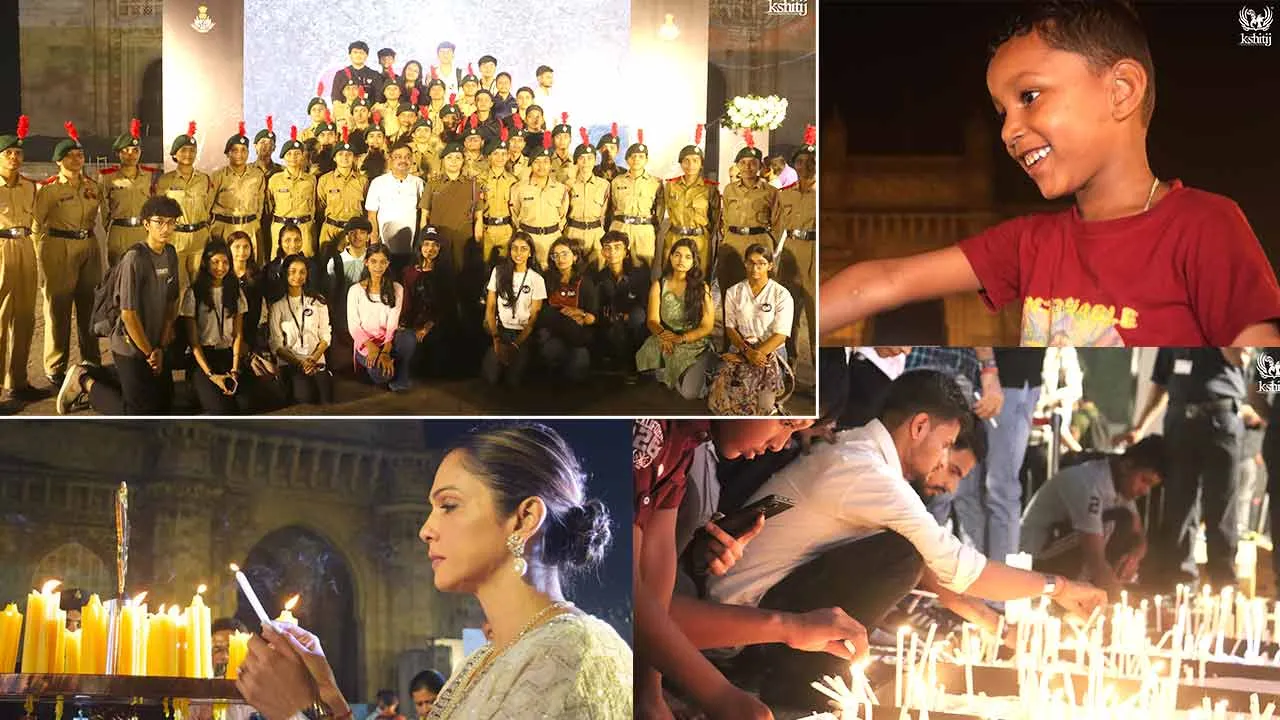 Kshitij’25 और Bond & Beyond ने 26/11 के शहीदों को दी श्रद्धांजलि, गेटवे ऑफ इंडिया पर मौन कैंडल मार्च