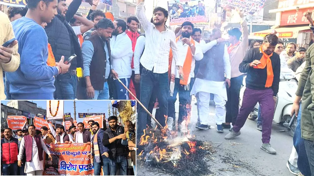 बांग्लादेश में हिंदू अल्पसंख्यकों के मुद्दे पर मुजफ्फरनगर में गरजे सनातनी संगठन, निकाला विरोध जुलूस