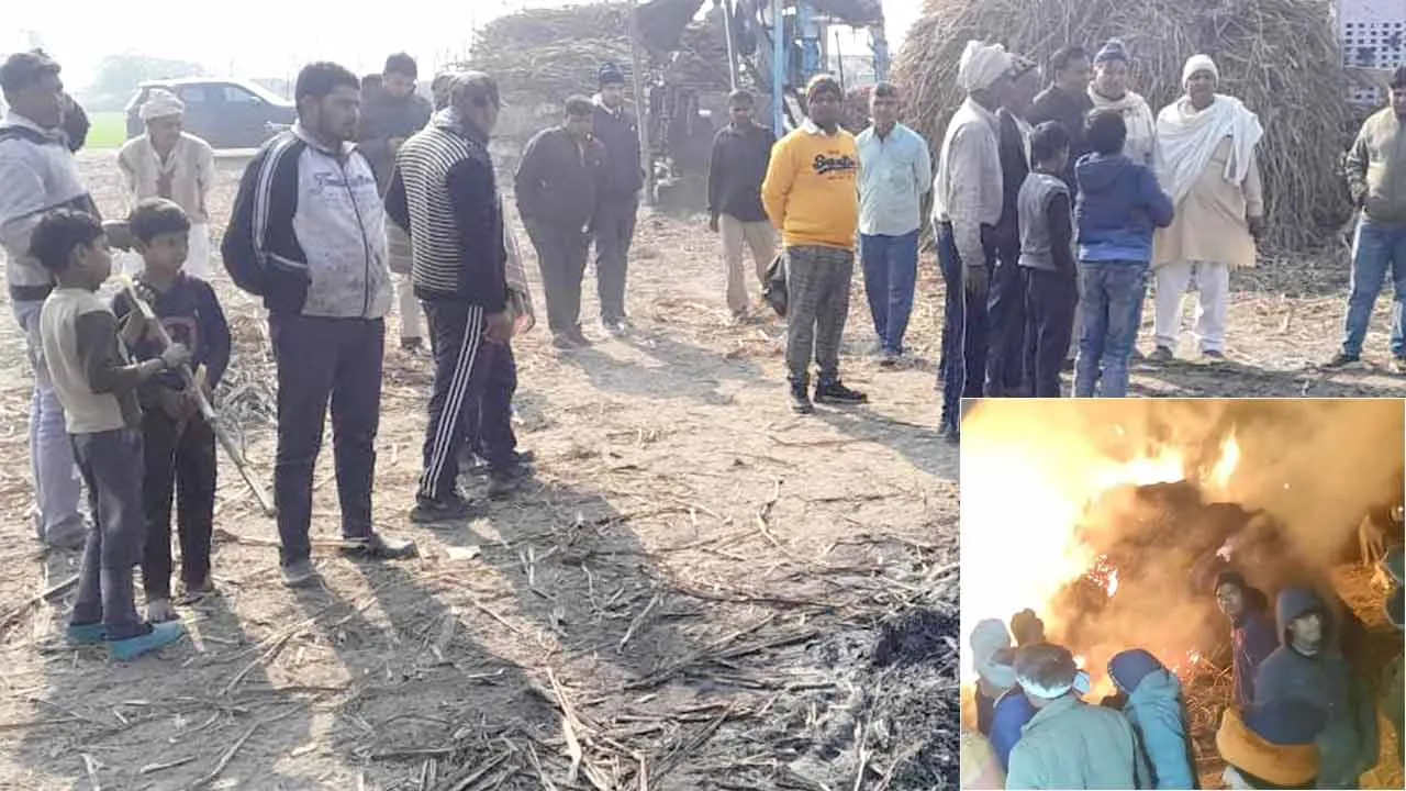 Fire: कोल्हू की खोई व पत्ती में संदिग्ध परिस्थितियों में लगी आग, हड़कंप