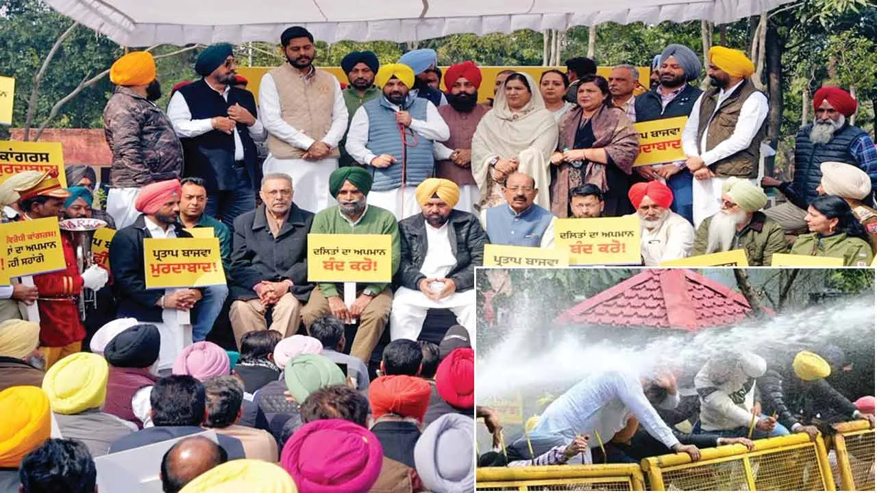 बाजवा की विवादित टिप्पणी के खिलाफ आप का प्रदर्शन, आयोग ने किया तलब