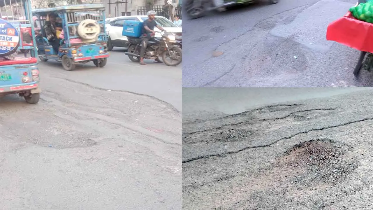 Noida News: नोएडा शहर में गड्ढा युक्त सड़क बनी हादसों का कारण