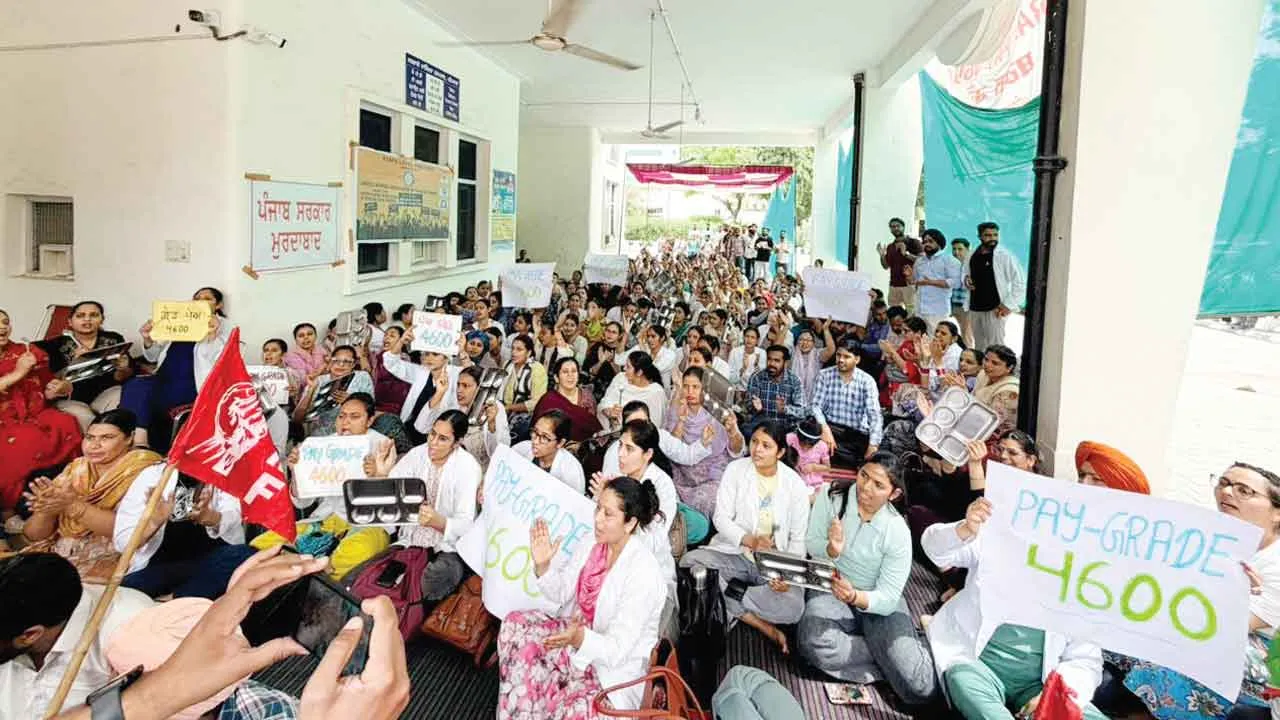 Strike: 4600 ग्रेड पे की मांग को लेकर छह दिन से धरना जारी  