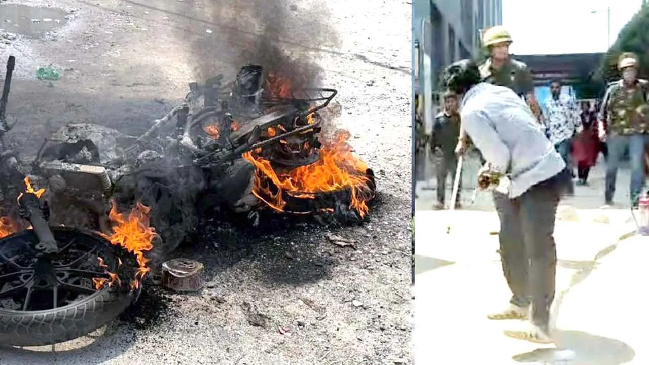 Manesar Strike: मानेसर में हड़ताली कर्मचारियों ने फूंकी पुलिस की बाइक, हुआ लाठीचार्ज