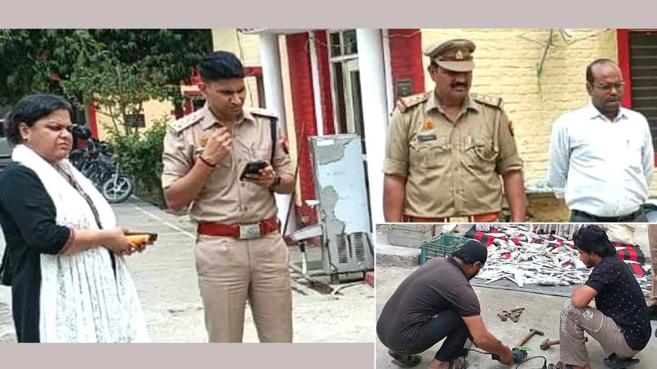 ‘कैराना कोतवाली में हथौड़े से तोड़े गए पिस्टल व तमंचे’
