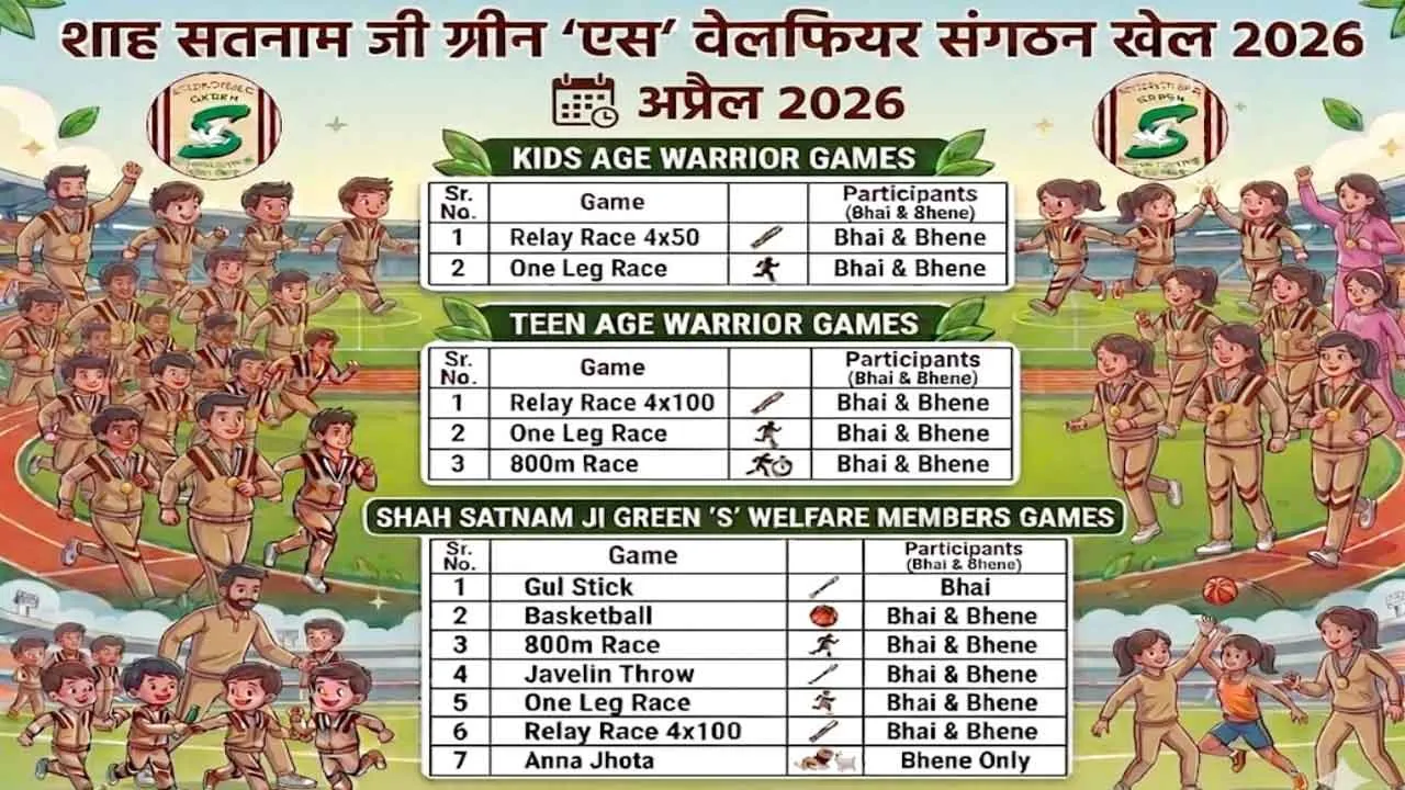 शाह सतनाम जी ग्रीन एस वेलफेयर कमिटी की खेल प्रतियोगिताओं में अपनी प्रतिभा दिखाने का सुनहरा अवसर