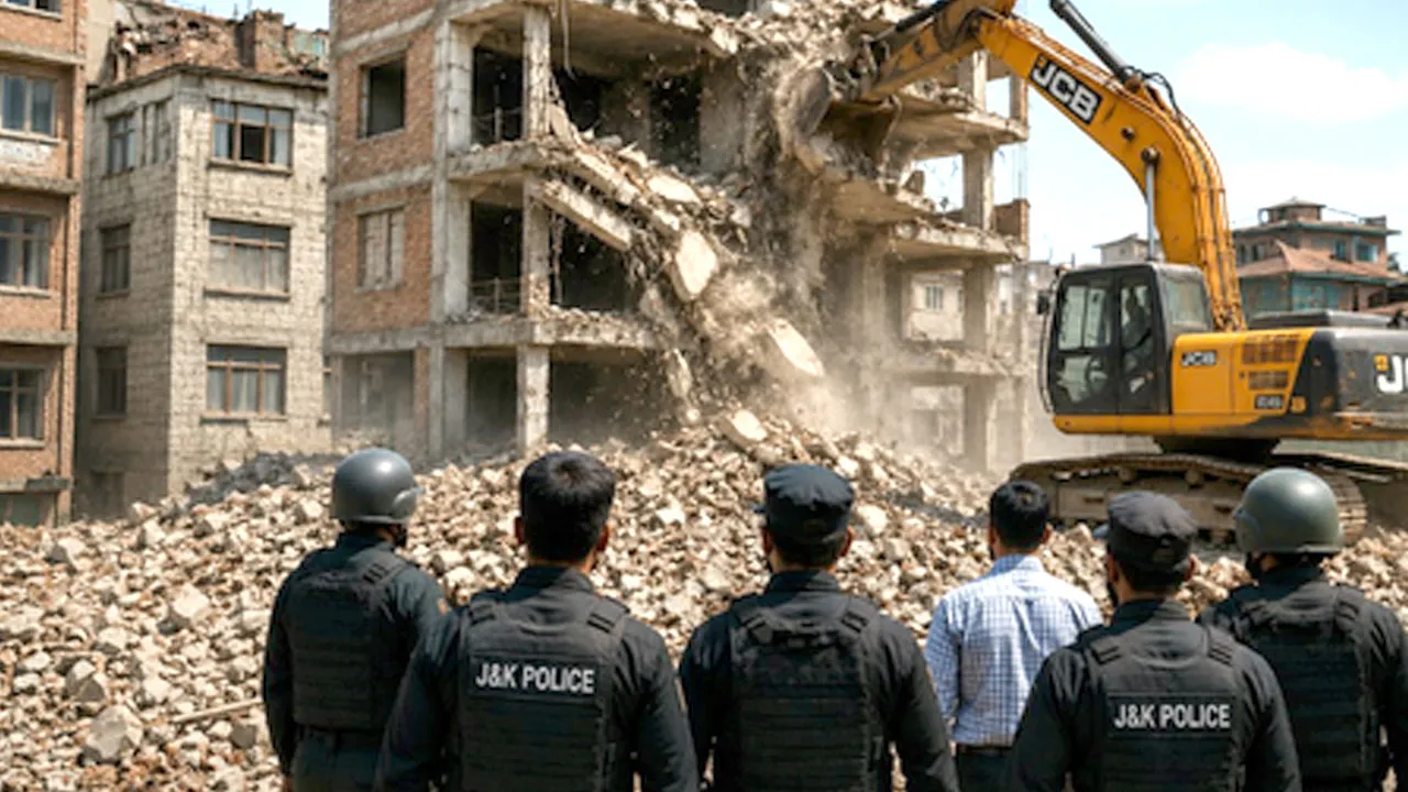 Srinagar Bulldozer Action: श्रीनगर में ड्रग तस्कर पर बड़ी कार्रवाई, 2 करोड़ की अवैध तीन मंजिला इमारत ढहाई