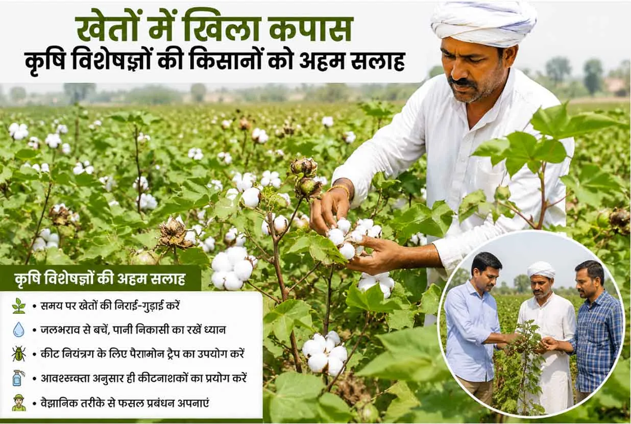 Cotton Cultivation: हल्की बारिश से खेतों में खिली कपास, कृषि विशेषज्ञों ने जारी की किसानों को अहम सलाह