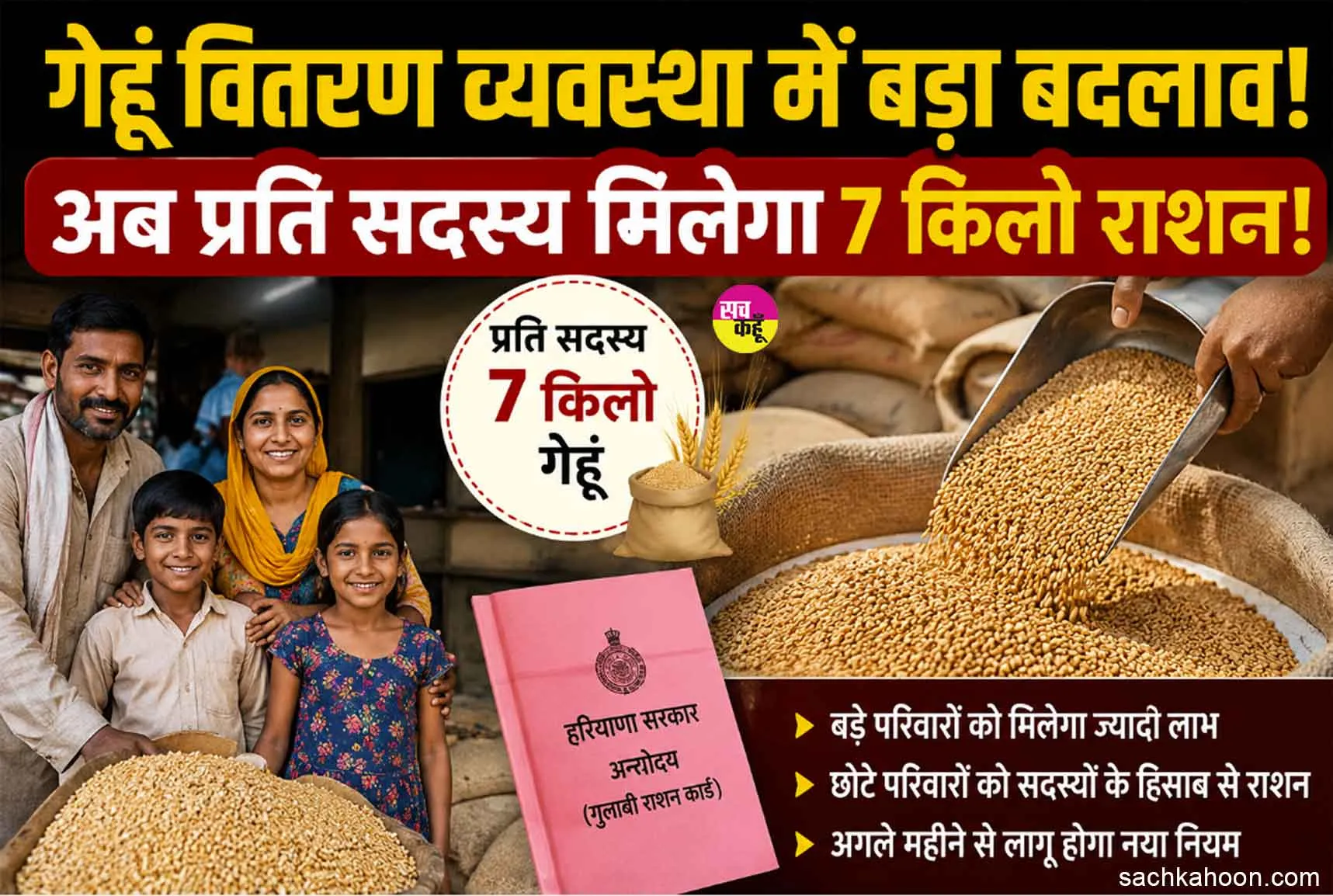 Ration Card News: गेहूं वितरण का बदलेगा नियम! अब प्रति सदस्य मिलेगा 7 किलो राशन!