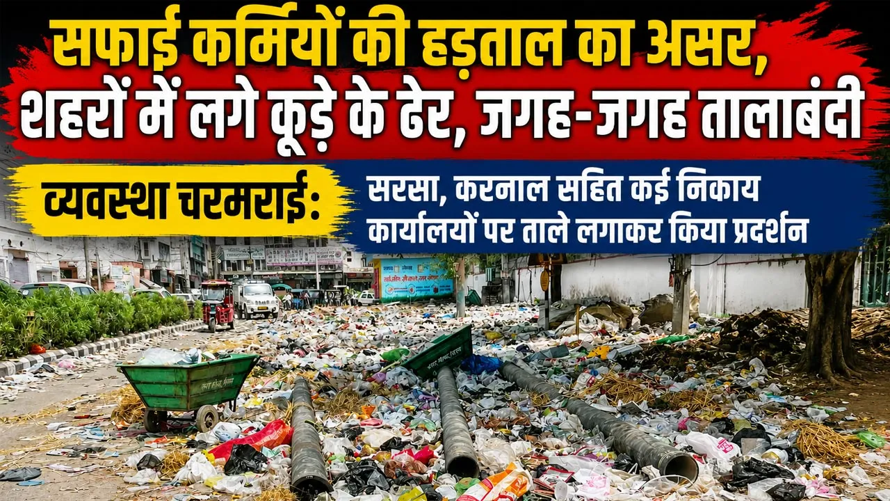 सफाई कर्मियों की हड़ताल का असर, शहरों में लगे कूड़े के ढेर, जगह-जगह तालाबंदी