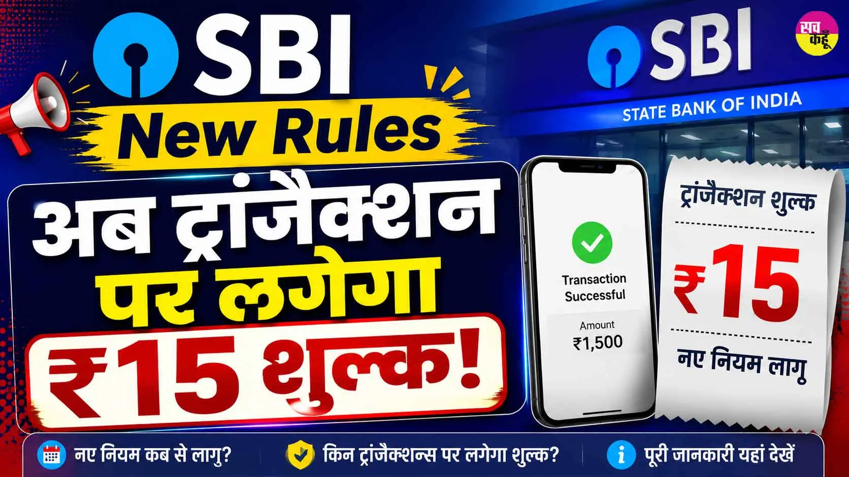 SBI New Rules: अब ट्रांजैक्शन पर लगेगा ₹15 शुल्क! SBI ने BSBD खातों से किया कैश निकासी के नियमों में बदलाव 