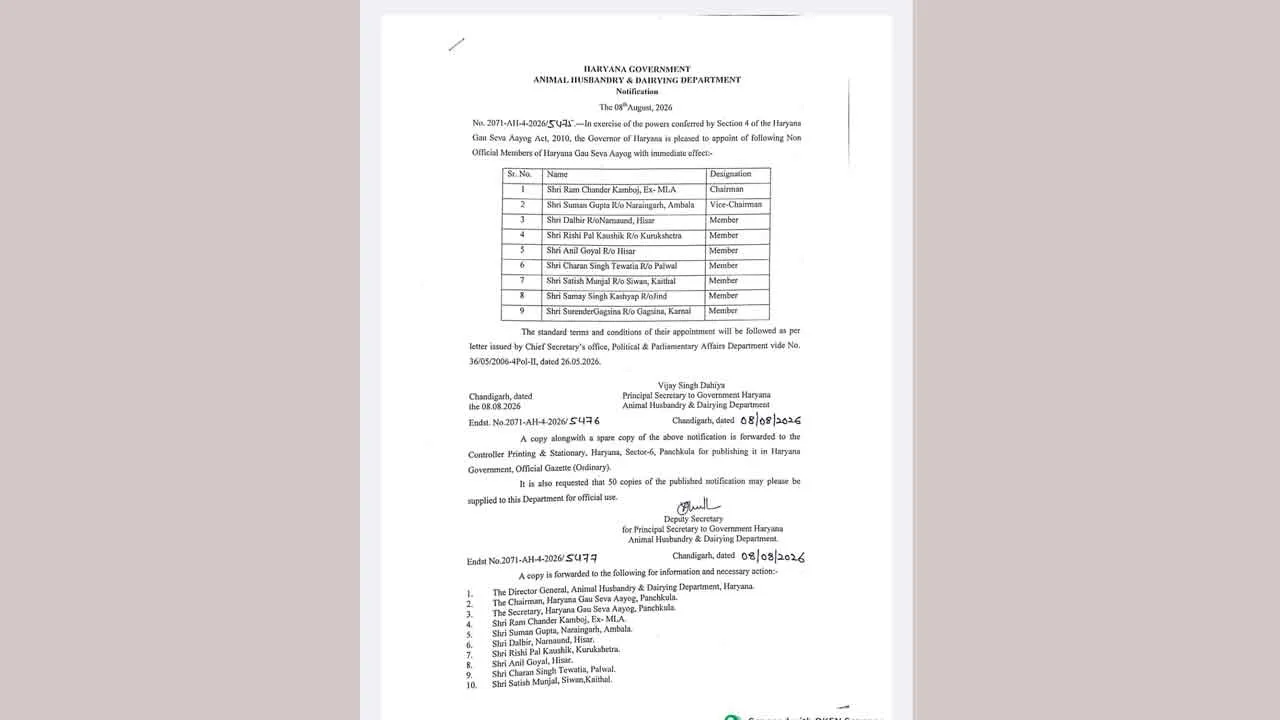 रानियां के पूर्व विधायक रामचंद्र कंबोज बने हरियाणा गौ सेवा आयोग के चेयरमैन