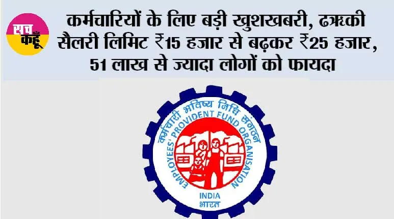EPFO Salary Ceiling Hike: कर्मचारियों के लिए बड़ी खुशखबरी, PF की सैलरी लिमिट ₹15 हजार से बढ़कर ₹25 हजार, 51 लाख से ज्यादा लोगों को फायदा