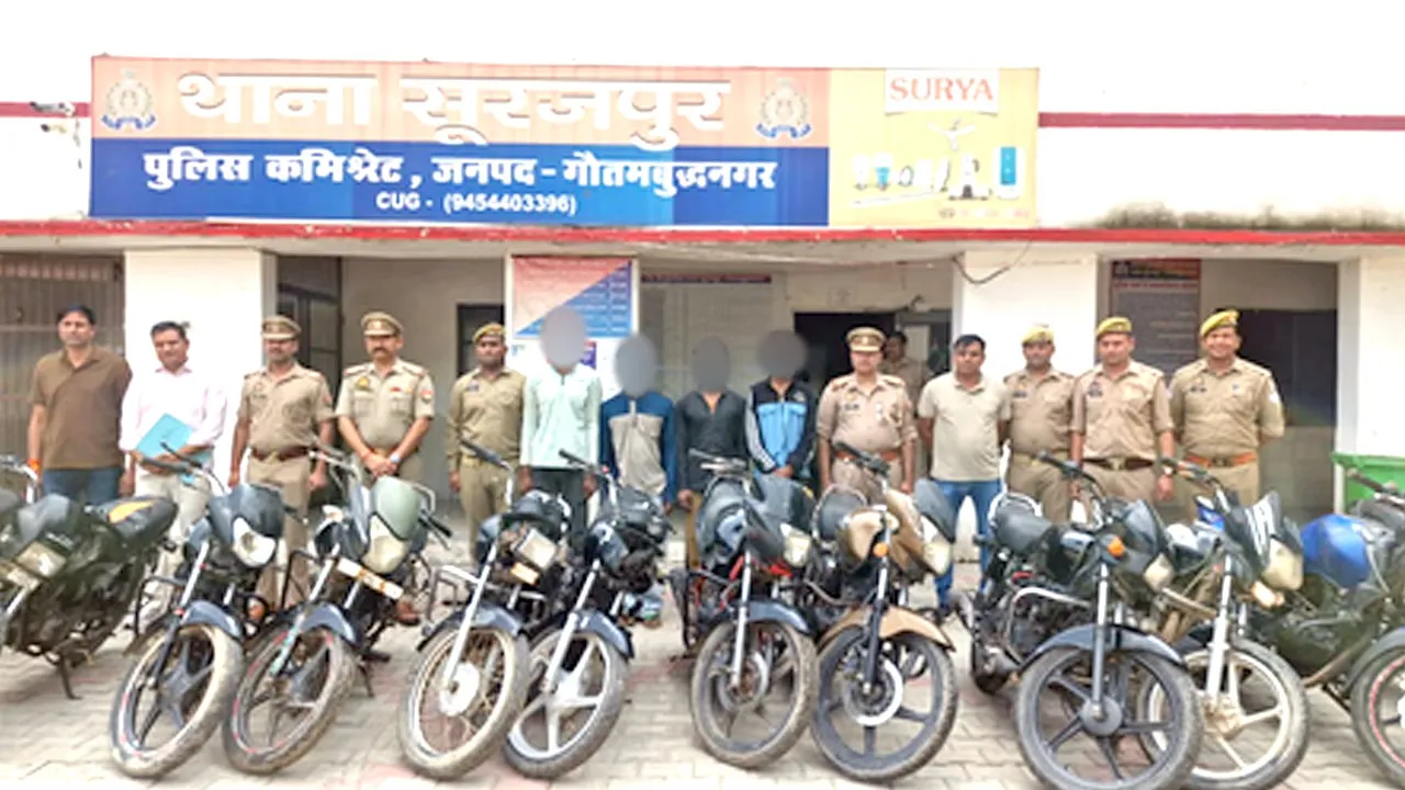 ग्रेटर नोएडा में अंतर्राज्यीय बाइक चोर गिरोह का पर्दाफाश, 14 दोपहिया वाहन बरामद