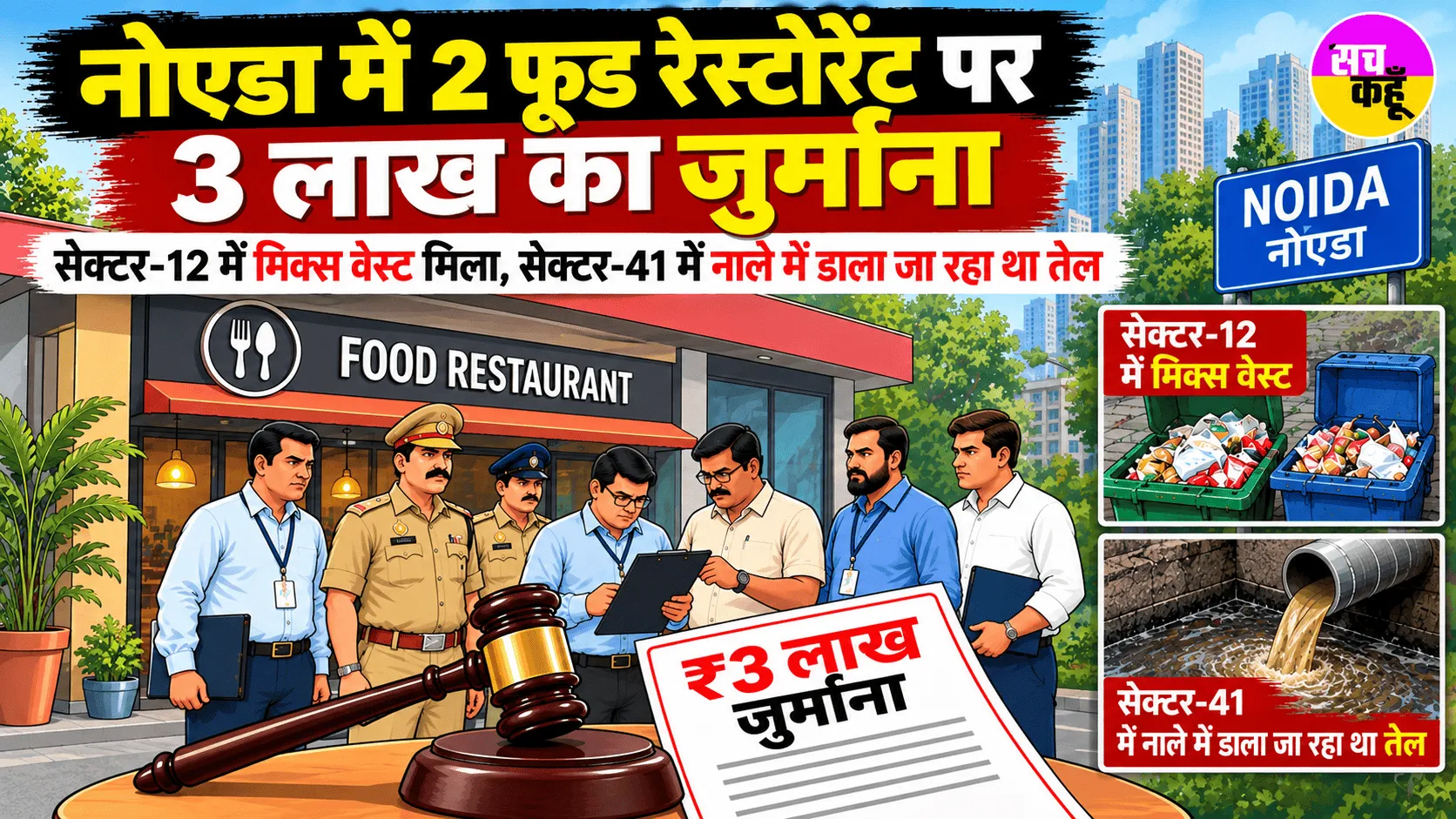 Noida News: 2 फूड रेस्टोरेंट पर 3 लाख का जुर्माना