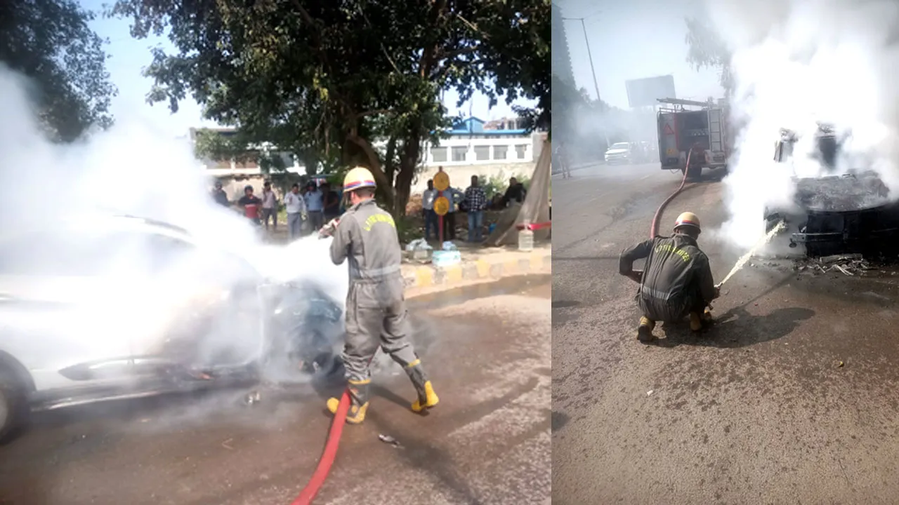 Ghaziabad Car Fire: साहिबाबाद सब्जी मंडी के पास टाटा नेक्सॉन कार में लगी आग