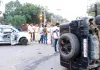 Road Accident: शराब के नशे में तेज रफ्तार थार चला रहे युवकों ने कार को मारी टक्कर, पलटी थार, परिवार के 4 लोग घायल