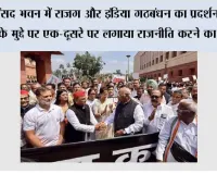 संसद भवन में राजग और इंडिया गठबंधन का प्रदर्शन, छात्रों के मुद्दे पर एक-दूसरे पर लगाया राजनीति करने का आरोप