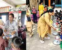 डेरा श्रद्धालुओं ने 250 जरूरतमंद बच्चों को स्टेशनरी और फल किए वितरित 