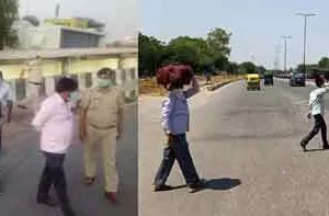 विडंबना। पांव के छाले लिए बढ़ रहे मंजिल की ओर