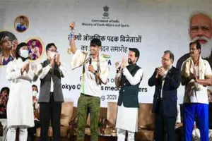 गोल्ड मेडलिस्ट नीरज सहित अन्य पदक विजेताओं का अभिनन्दन समारोह में भव्य स्वागत