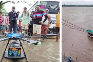 गुजरात, आंध्र प्रदेश में बाढ़ प्रभावित इलाकों में खाना-दवाइयां पहुंचा रहे हैं गरुड़ ड्रोन