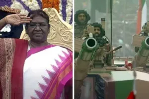 देश में पहली बार आदिवासी महिला राष्ट्रपति मुर्मू ने ली परेड की सलामी