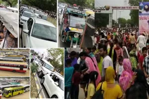 दूर दूर तक बहता अटूट विश्वास का दरिया, जाम के बावजूद देखें सुव्यवस्थित ट्रैफिक अनुशासन