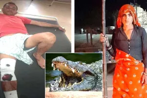 मगरमच्छ के जबड़े में था पति का पैर, पत्नी नदी में कूदी और फिर ….