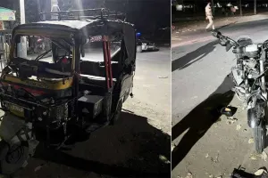 तेज रफ्तार बाइक व ऑटो की आमने-सामने भिड़ंत, 2 की मौत