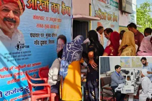 समाजसेवी कप्तान मीनू बैनीवाल के सहयोग से ढुकड़ा में लगाया निशुल्क नेत्र जांच शिविर