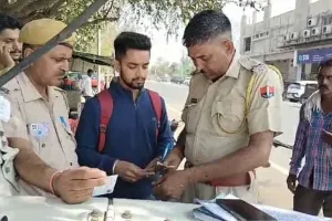 नाका लगाकर वाहन चालकों के खिलाफ की कार्यवाही