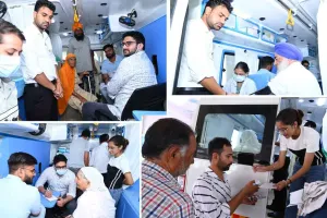 सांसद जिंदल की पहल पर मोबाइल मेडिकल वैन पहुंची गुमथलागढू भेरियां, 75 मरीजों का किया इलाज