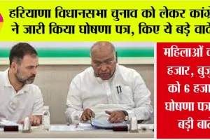 Haryana Election: हरियाणा विधानसभा चुनाव को लेकर कांग्रेस ने जारी किया घोषणा पत्र, किए ये बड़े वादे