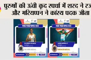 पुरुषों की ऊंची कूद स्पर्धा में शरद ने रजत और मरियप्पन ने कांस्य पदक जीता