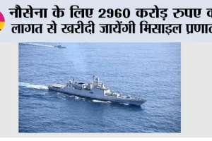 Navy: नौसेना के लिए 2960 करोड़ रुपए की लागत से खरीदी जायेंगी मिसाइल प्रणाली