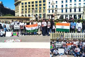 पहलगाम हमले के विरोध में स्पेन में बसे भारतीयों ने बार्सेलोना में किया प्रदर्शन, पाकिस्तान को अंतरराष्ट्रीय मंच पर प्रतिबंधित करने की उठाई मांग