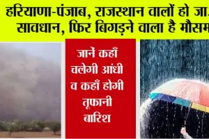 Haryana Punjab Weather: अलर्ट, फिर बिगड़ने वाला है मौसम, जाने कहाँ चलेगी आंधी व कहाँ होगी तूफानी बारिश