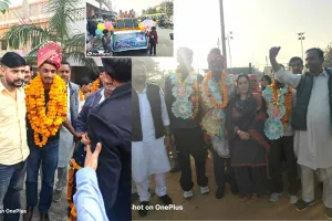 गोल्ड मेडल विजेता अंकित मलिक इन्सां, केवल व अनिष का नाथूसरी चोपटा में जोरदार स्वागत किया