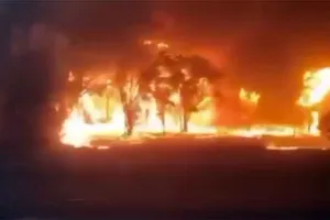 जंगल में भीषण आग का तांडव, लोगों को शहर छोड़ने के आदेश, सड़कें भी बंद