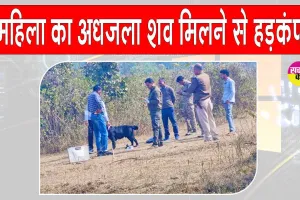 झाड़ी में महिला का अधजला शव मिलने से फैली सनसनी, हत्या की आशंका