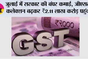 GST Collection: जुलाई में सरकार की बंपर कमाई, जीएसटी कलेक्शन बढ़कर ₹2.11 लाख करोड़ पहुंचा