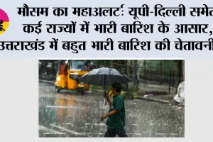 मौसम का महाअलर्ट: यूपी-दिल्ली समेत कई राज्यों में भारी बारिश के आसार, उत्तराखंड में बहुत भारी बारिश की चेतावनी