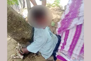 बरसीम का बीज चोरी करते युवक को ग्रामीणों ने पकड़ा, पेड़ से बांधा