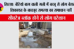 सिरसा: बेरियो बाग वाली गली में बदबू से लोग बेहाल, शिकायत के बावजूद समस्या का समाधान नहीं