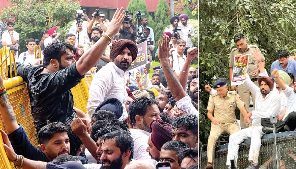 कांग्रेस ने चंडीगढ़ में किया रोष-प्रदर्शन, बैरीकेड तोड़ने का प्रयास