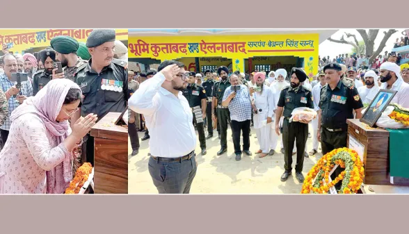 पांच साल के बेटे ने दी शहीद सुखचैन सिंह को मुखाग्नि, नम आंखों से ग्रामीणों ने दी अंतिम विदाई